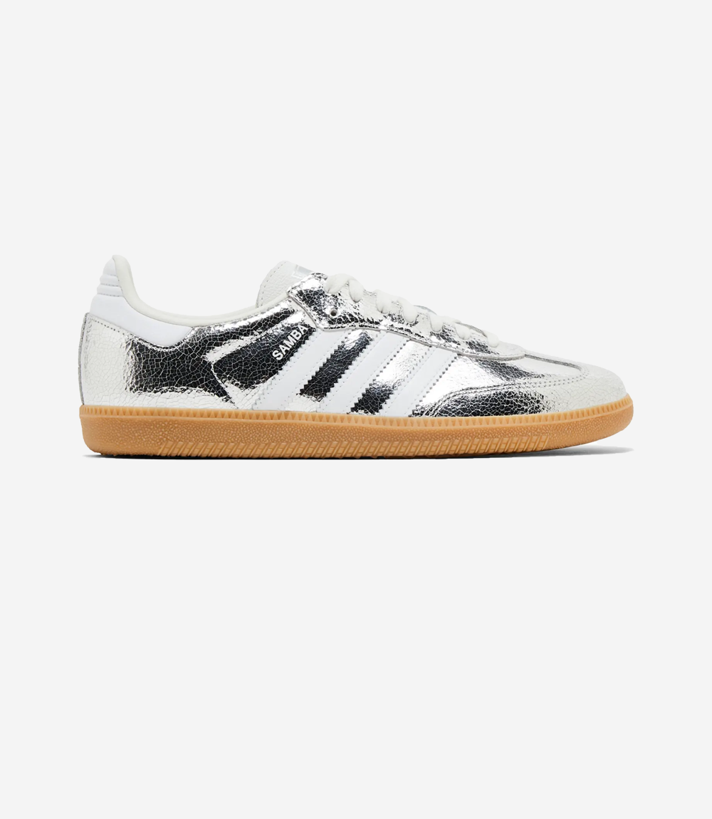 adidas Samba OG Silver Metallic Cracked Leather (Women's)