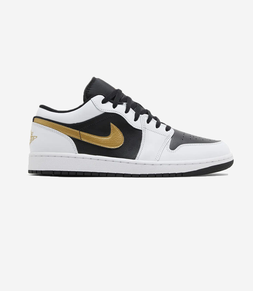 Jordan 1 Low White Black Metallic Gold Swoosh