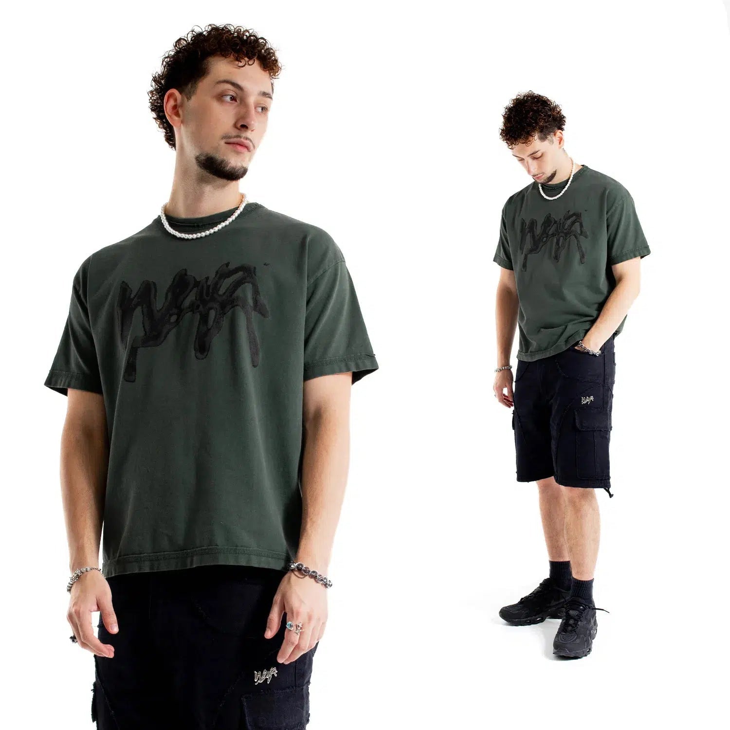 Tee-shirt oversize WEYZ "DESTUCTURED PROPAGANDA" - Dark Green-WEYZ-wathe